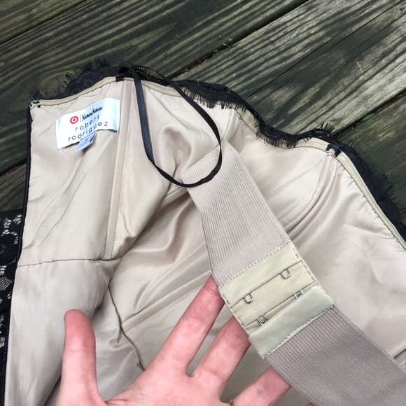 Robert Rodriguez Dress Size 2 Neiman Marcus Black Lace Mini Strapless - Picture 7 of 13